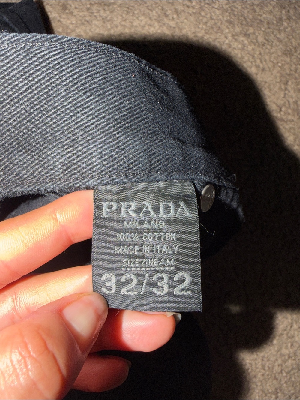 Prada Men’s Slim Jeans in Black with Leather Logo Patch - Picture 11 of 11